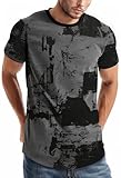 Keasmto Mens T Shirts Hip Hop Casual Stylish Cool Shirt Graphic Fashion Short Sleeve Novelty Tees T-Shirts Hipster Tops T-Grey L