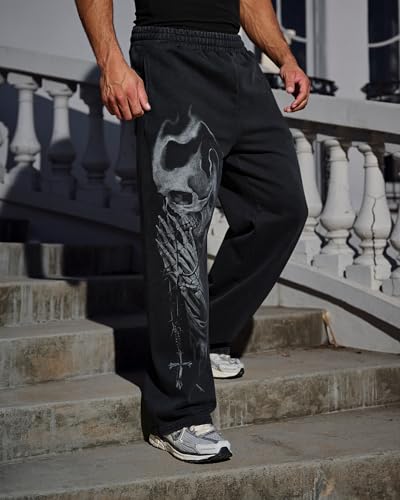BOOMLEMON Mens Graphic Print Joggers Baggy Casual Workout Pants Bandana Punk Streetwear Sweatpants with Pockets2