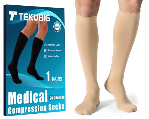 Medical Women Men Compression Socks Knee High 20-30 mmhg Graduated Flying Nurses Pregnancy Maternity Long Flights Diabetic Neuropathy Soft Grade Post Surgery Postpartum Air Travel Recovery Edema Ted
