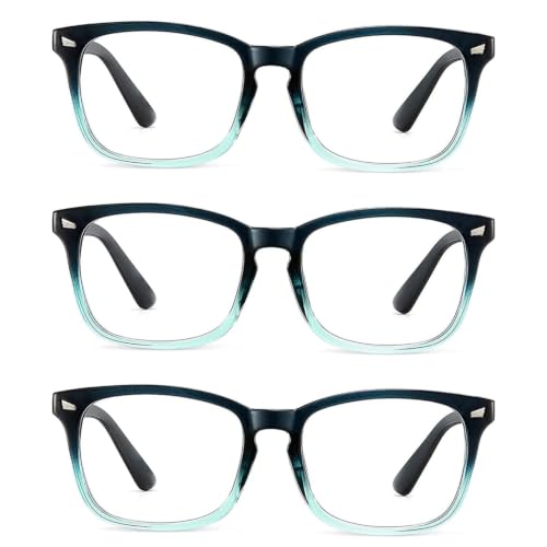 Image of Blue Light Blocking Computer Glasses for Men & Women, Square TR90 Lightweight Eyeglasses Frame, Anti Eye Strain UV Protection, Clear Lens for Gaming Office Reading