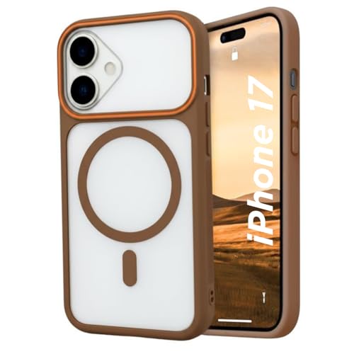 Image of AIBEX Magnetic Compatible Shockproof Case for iPhone 17 - Slim Protective Back Cover with Camera Lens Protection, Strong Magnetic Support, Anti-Slip Grip, Military Grade Drop Protection (Brown)