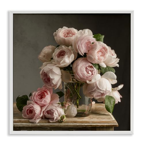 Classical Roses Arrangement Jar Vase, 24 x 24 Inch Framed Giclée Print
