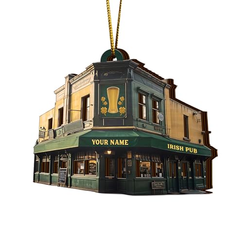 Artsy Woodsy St Patrick's Day Christmas Decor Custom Irish Pub 3-Layered Wooden Ornaments for Christmas Tree Decorations (NOT 3D), Rear Mirror Car Accessories Personalized Gifts (20)