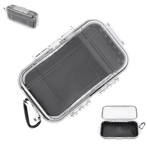 VINGVO Shockproof Storage Case, IP67 Airtight Dry Box Container for Outdoor Camping Boating EDC Gear - Compact Carry Box (7.5x4.7x2in, Transparent)