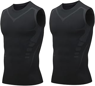 LVLUOKJ 2PCS Ionic Shaping Vest, Ionic Body Shaping Vest, Sleeveless Compression Tank Top Men (Color : Grey, Size : S)