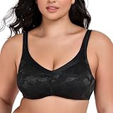 Wingslove Women's Full Coverage Minimizer Bra Wirefree Plus Size Bras Non-Padded Large Busts Comfort Straps Support (Black,36DD)