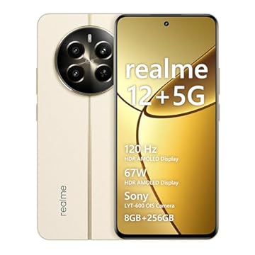 Smartphone Realme 12+ 5G 8 GB de RAM/256 GB, /Tela 6.67"/120Hz Ultra-smooth, NFC 360° - Navigator Beige