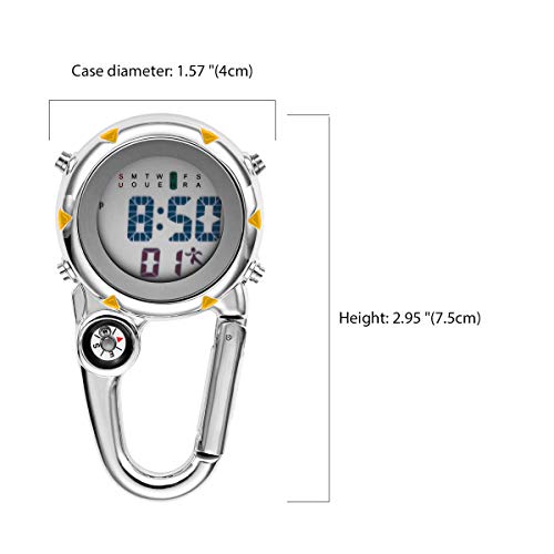Image of JewelryWe Men Women Digital Clip Watch Mini Microlight Backpack Buckle Belt fob Watches for Rock Climbing Doctors Nurses Chefs for Mother's Day