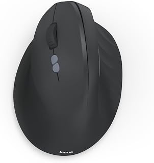 Hama Vertikalmaus für Linkshänder, kabellos (optische Maus ohne Klickgeräusch, 7 Tasten, ergonomische Funkmaus, 1000/1400/1800 DPI, 2,4 GHz, ideal als Computermaus ohne Kabel, Laptopmaus) schwarz
