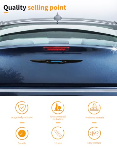 Image of Hoolcar Front Bumper Grille Emblem Cover Compatible with Chrysler 300 300C 2015+ Rear Emblem Badge Cover Trim Kit Exterior Accessories,Black