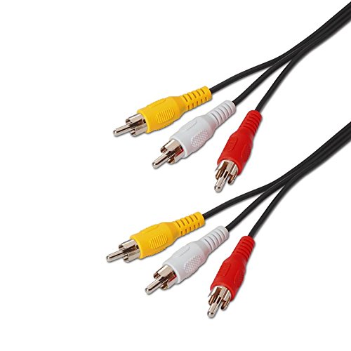 3 RCA Audio Video Cable, 3xRCA/M-3xRCA/M, Male-Male, Black, 1.8 MTS