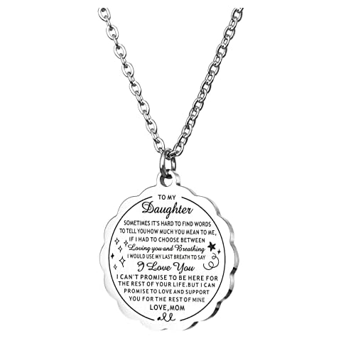 HOFOYA To My Daughter Necklace Gift for Daughter From Mom Engraved Inspiring Message Sunflower Pendant Valentines Birthday Jewelry Gifts for Women Cover
