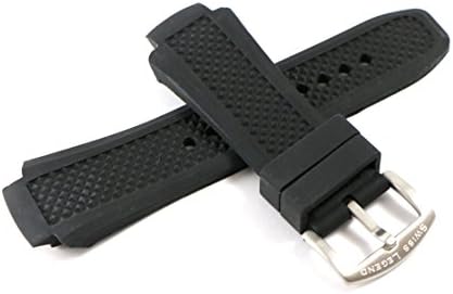 Swiss Legend 19MM Black Silicone Band Strap & Silver Stainless Buckle fits 53mm Neptune Watch