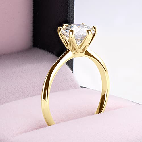 WOAINI 0.5/1/2/3 Carat Moissanite Ring for Women Prong-Setting, Eternity Promise Statement Solitaire Ring Band Sterling Silver Gold Plated, Diamond-Alternative Gift for Anniversary Wedding Engagement4