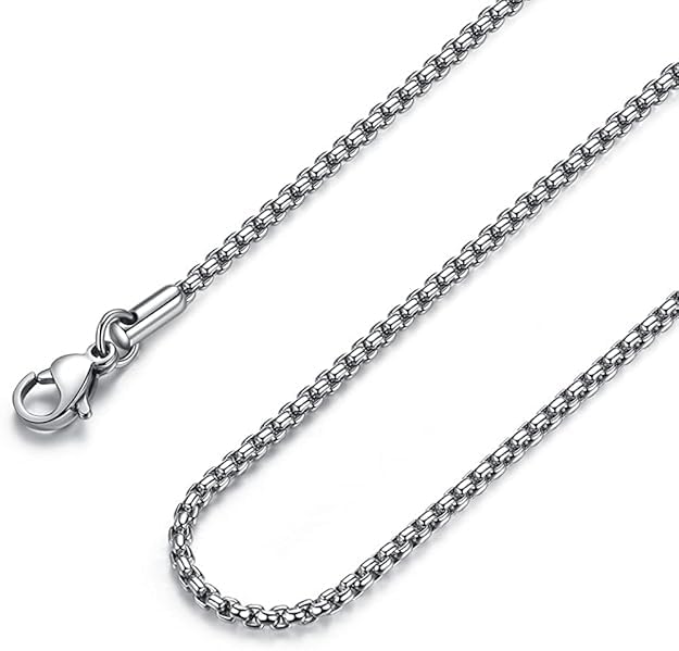 3mm Rounded Box Chain Stainless Steel 18 to 24inch Necklace for Men & Boy-image-39