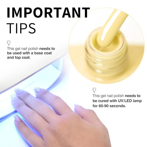 Image of CANNI 9ml Pastel Yellow Gel Nail Polish, High Gloss UV LED Soak Off Gel