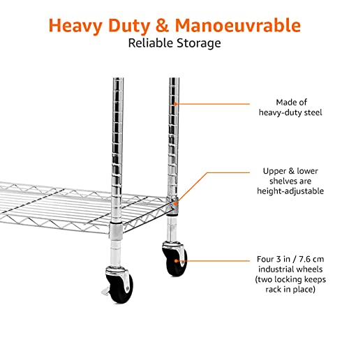 Amazon Basics Double Rod Garment Rack / Clothes Rail With Height-Adjustable Shelves - 181Kg Max Weight, Chrome, 91 X 36 X 183 Cm - 4