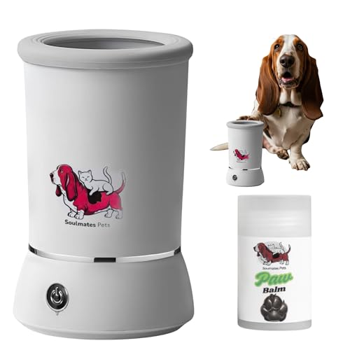 Soulmates Pets: Automatic Pet Paw Washer - Paw and Foot Cleaner for Dogs and Cats - Paw Pad Protection with Balm - Dog Paw Balm - Dog paw Massager-Small Dog paw Cleaner- Medium Dog paw Cleaner