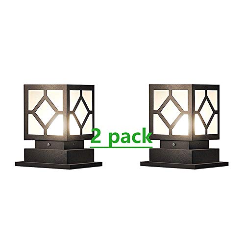 Preisvergleich Produktbild ASDFGHT Spaltenscheinwerfer Quadratisches Pfosten-Licht 2er Pack Schwarz Garten Landschaft Licht Villa Patio Quadrat Licht LED Möbel Dekoration Beleuchtung Im Freien Wasserdichtes Licht