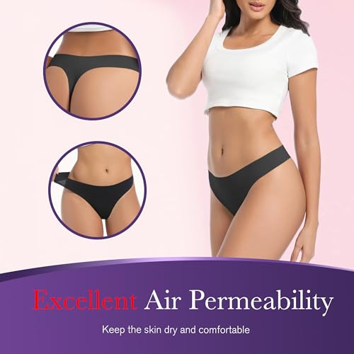 Image of Women's Incontinence Thong Panties Washable Light Absorbency Leak Proof Underwear Bladder Control 5 Pack (5 Black, 2XL)