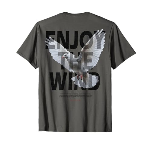 Hip Hop Retro Vintage Urban Backprint Streetwear weiße Taube T-Shirt