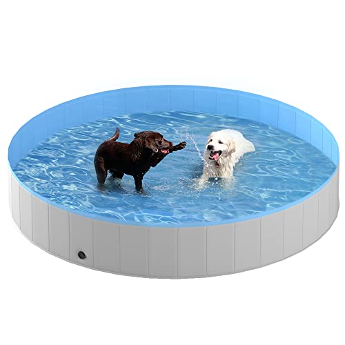 Niubya Foldable Dog Pool, Collapsible Hard Plastic Dog Swimming Pool, Portable Bath Tub For Pets Dogs And Cats, Pet Wading Pool For Indoor And Outdoor, 79 X 12 Inches #TOP6