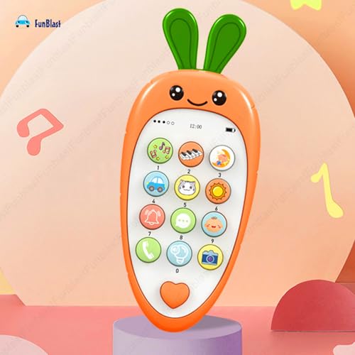 Image of FunBlast Cartoon Musical Mobile Phone for Kids, Mobile with Light & Sound Toys for Babies | Educational Toys for Kids 3+ Years /Boys /Girls-1 Unit (Orange)