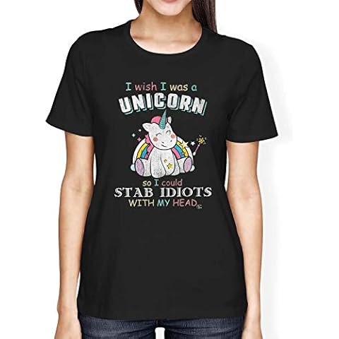1Tee Women's Unicorn T-Shirt Black Medium Cover