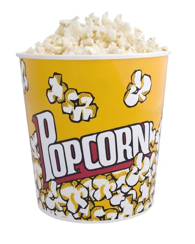 Generico Cubo de palomitas de tamaño gigante de 3,6 litros de capacidad, cuenco de palomitas de maíz, palomitas de maíz, patatas fritas, aperitivos, cubos de palomitas reutilizables y lavables