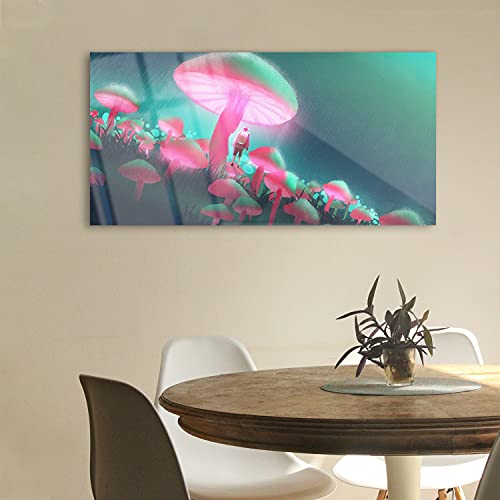 Tableau acrylique 100x50cm Mushrooms Forest pour moderniser un mur blanc sans relief