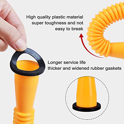 Gas Can Spout Replacement, Gas Can Nozzle,(3Kit-Yellow) With 6 Screw Collar Caps(3 Coarse Thread &3 Fine Thread-Fits Most Of The Cans) With Gas Can Vent Caps, Thick Rubber Pad, Spout Cover, Base Caps #TOP2