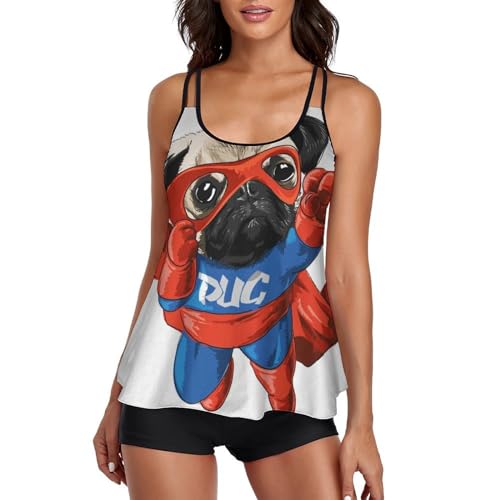 Tankini carlin volant femme à séchage rapide avec shorty couvrant et robe de plage fluide