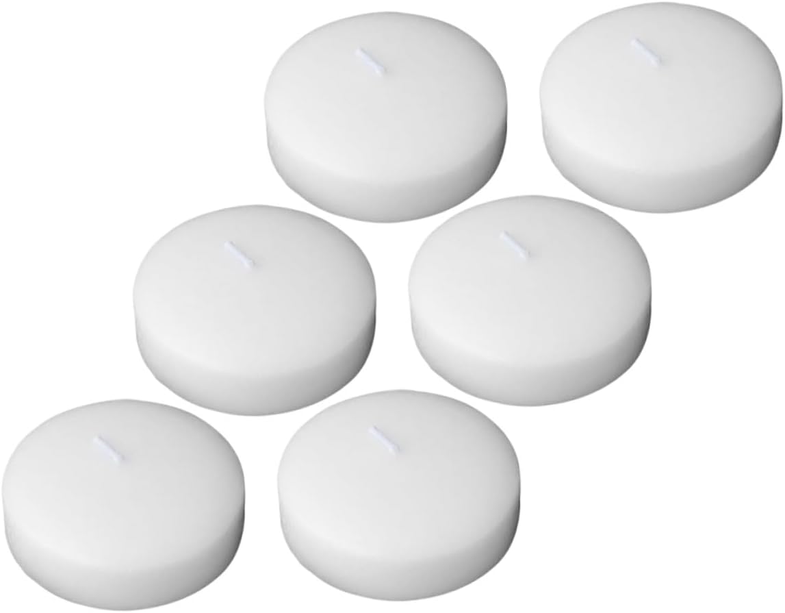 Luxshiny 6pcs White Floating Votive Candles 4.5x2.5cm Unscented Water Floating Tealight Candles for Wedding, Birthday Party, Romantic Dinner, Outdoor Pool Decoration