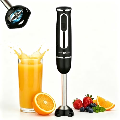 Image of Liebe&Lecker Immersion Hand Blender 300W Handheld Electric Stick Blender | 2 Speed Stainless Steel Handheld Blender, Small Soup Blender Smoothie Maker, Zero BPA Food Processor Kitchen Appliances