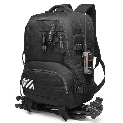 Aodethon Tactical Backpack for Men, 45L Military Molle Backpacks Bug Out Bag Large Army 3 Day Assault Pack Hiking Rucksack（Black）