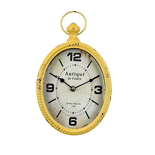 jingxiaopu Wanduhr Vintage Uhr Wand Schmiedeeisen Wandfunkuhr Ovale Wand Uhr Kreative Dekoration FüR Schlafzimmer Wohnzimmer Bar Cafe Hotel A,One Size Cover
