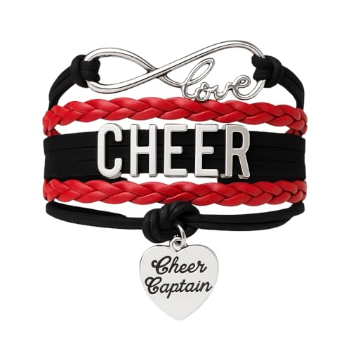 image for Sportybella - Cheer Captain Charm Bracelet (Red & Black) - Adjustable 