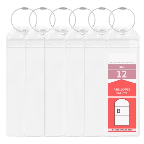 Cruise Luggage Tag Holder 6 Pcs Waterproof Luggage Tags with Stainless Steel Wire Clear Suitcase Tags Essentials for Suitcases Durable Travel Tags Accessories for Luggage (6 6.5cm X 20cm)