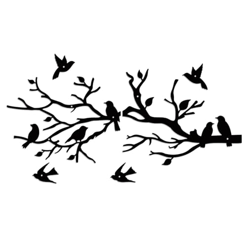 aupawdy Decoración de Pared con Pájaros, Escultura de Pared Redonda de Metal 3D, Adorno de Pared Moderno, Cuadro de Metal para Casa, Salón, Cocina, Dormitorio, Pasillo