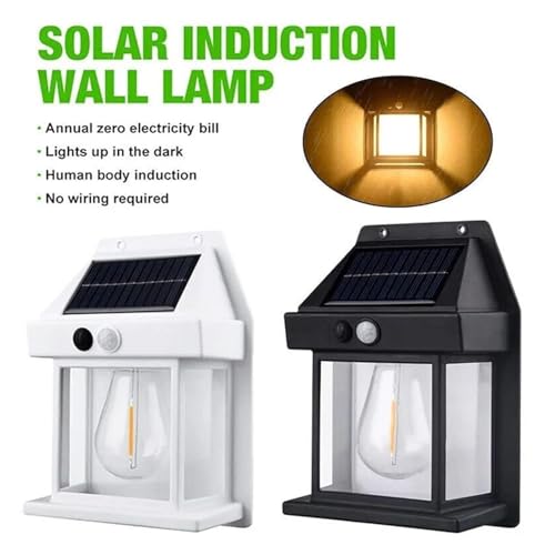 Image of LED Solar Wall Lights with Motion Sensor Auto Chargeable Exterior LED Sconce Front Porch Security Lamps | Waterproof Single Bulb Wireless Sconce Exterior Wall Lamps for Garden, Balcony