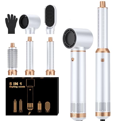 Image of 5 in 1 Blow Dryer Brush, Upgrade Hair Dryer Brush Set Negative Ion Air Styler Curling Wrap Air Curler, Hot Air Brush Curling Iron Hair Styling Tools As A Gift for Straight /Curl /Dry /Smooth