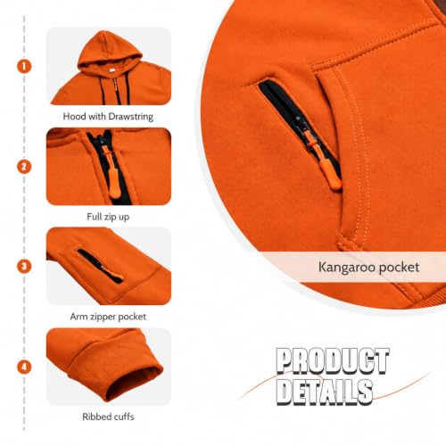 Image of MANTORS Mens Fleece Jackets Contrast Hoodies Lightweight Sweatshirt Color Block Jacket Coats
