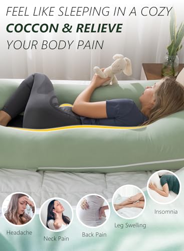 Meiz 144-5-LDA8 Pregnancy Pillows, U Shaped Pregnancy Pillows For Sleeping Cooling, 55 Inch Maternity Pillow For Pregnant Women, Body Pillows For Adults, Rayon Cover From Bamboo thumb #4