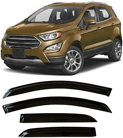 ZZDSNJ Tape-On Windows Visor 4-Piece for 2018-2023 Ford EcoSport Rain Guards Shield Shade Smoke