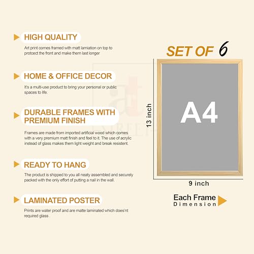 Image of Vintage Car Wall Art Painting /Posters with Frame For Living Room Bedroom Home And Office Wall Decor, Set of 6, Size 9x13 Inch