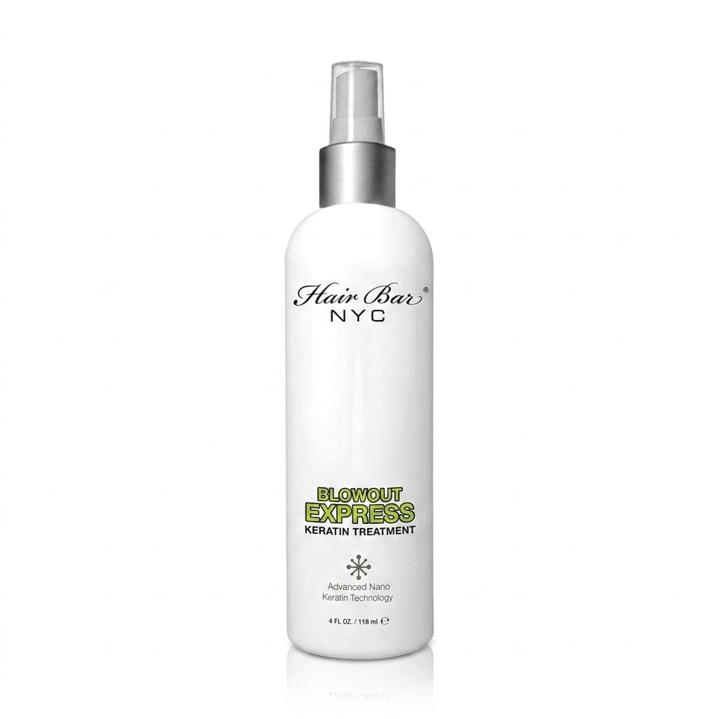Hair Bar NYC Brazilian Blowout Express Keratin Treatment - Quick Keratin Spray, Anti Frizz, Smoothing, Long Lasting, Salon Product, 118ml /4 floz