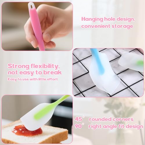 Image of 3Pcs Silicone Spatulas,Translucent Heat Resistant Flexible Non-stick Spatula,Food Grade Kitchen Essential Grip Gadgets Premium Scraper(Pink,Green,Blue,Small)