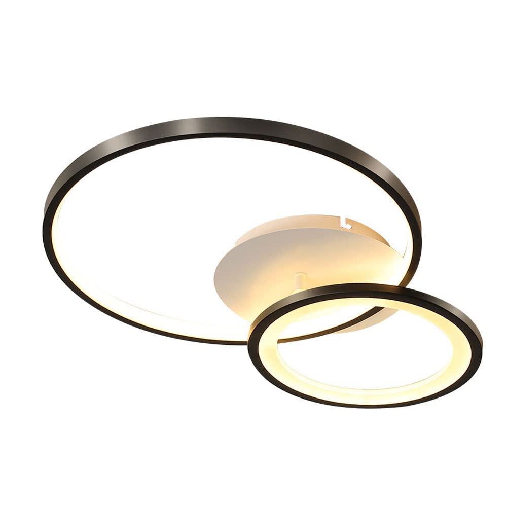 Plafonnier moderne LED 45W noir dimmable à 2 anneaux design