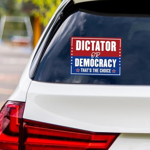 Voila Print Democracy Sticker Vinyl Decal, Dictator or Democracy, Pro-Democracy, Vote Democracy Bumper Sticker Decal, VP4792-6"" x 4.5""