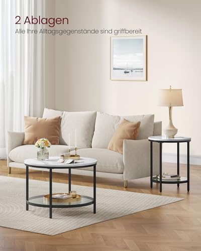 VASAGLE Couchtisch, mit Glasplatte, viel Stauraum, einfacher Aufbau – Ansicht 4